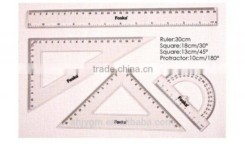 4 Pieces Plastic Ruler Set/geometric ruler set