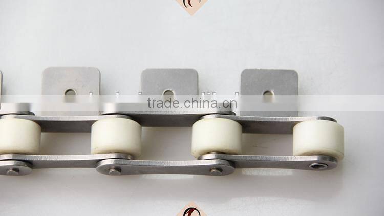 duble pitch plastic chains conveyor SUS chains with attachments & large rollers