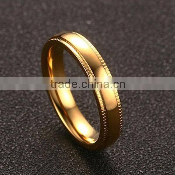 New Arrival Embossing 18K Plated Stainless Steel Ring