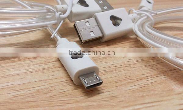 china supplier flash light cables and wires LED usb cable for huawei P9