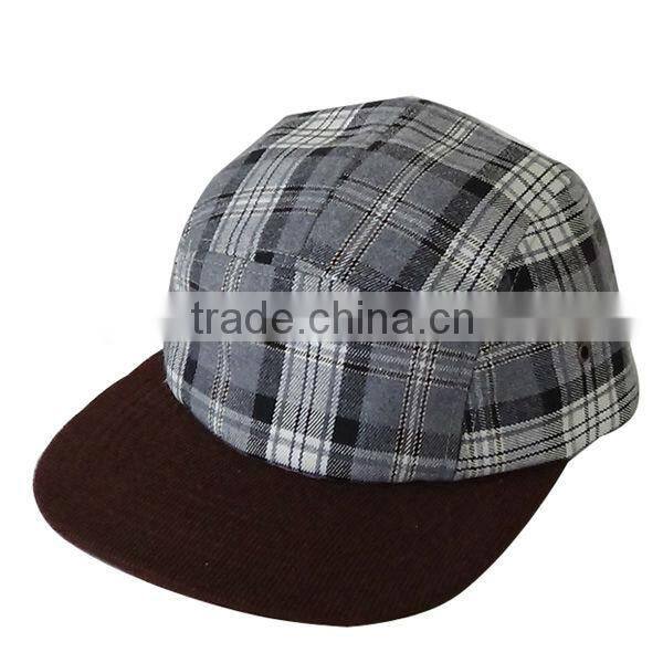 Very used gray Chroma check 5 panel camp cap hat Multiple Gingham 5 panel caps