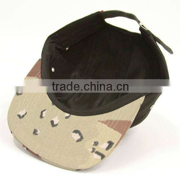 Custom Fashion 100%cotton Hard Desert Camo 5 Panel Camp Hat and cap