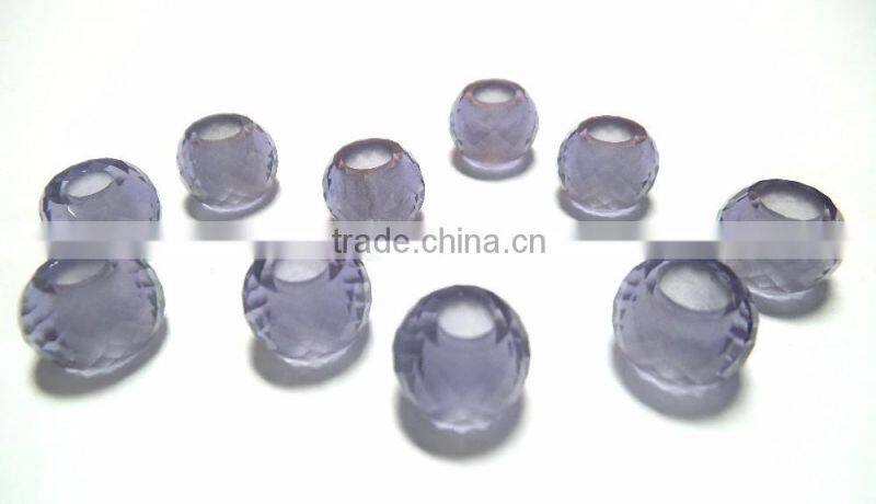 AAA Quality Purple Color Quartz Faceted Handmade Big Hole Round Ball Beads