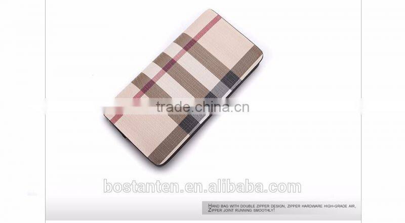 classic plaid leather wallets clutch hand bag for men fashion