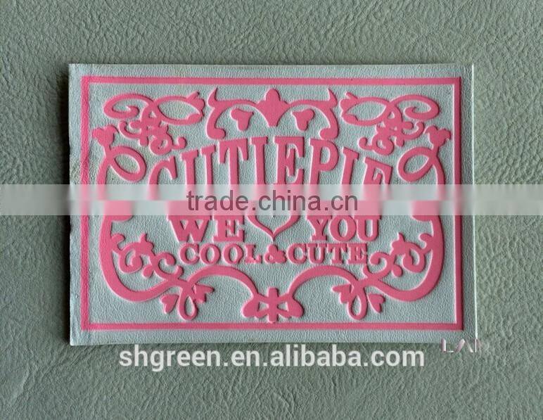 Unique design sewing on leather patch for pants