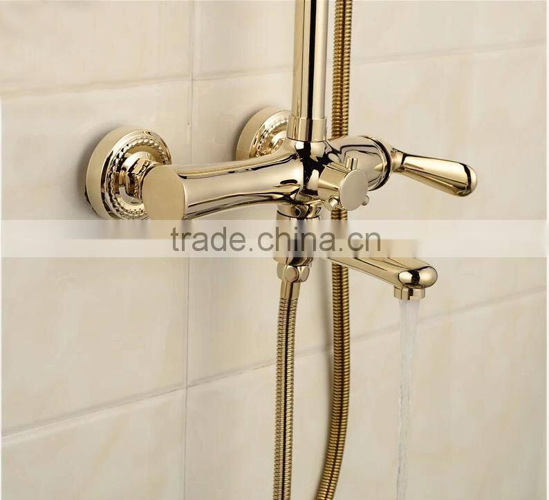 luxury golden bath shower with gold rain shower head