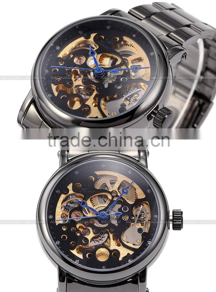 Classic Skeleton Dial Stainless Steel Analog Automatic Lady Mechanical Watch