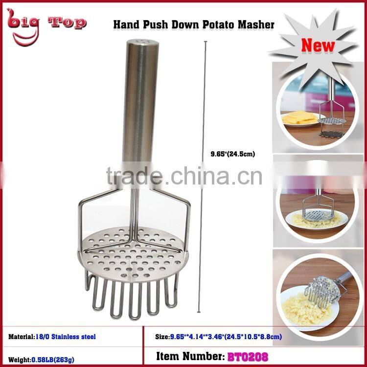 BT0208 Double Layer Stainless Steel Potato Masher Potato Ricer Fresh Potato Press Hand Push Down Potato Masher