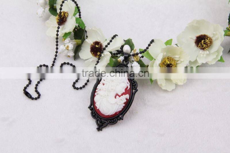 fashion jewelry necklace steampunk necklace beauty silhouette black cameo pendant 2015 new party dress made in China yiwu
