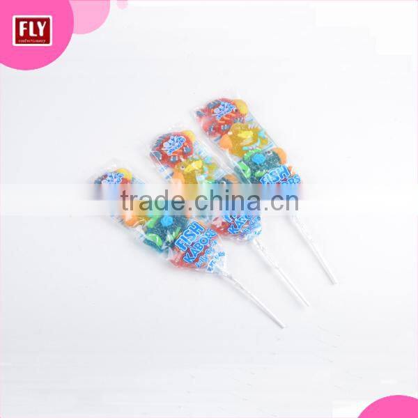 Mix Color Bear Shape Fruit Jelly Lollipop , Jelly Candy Soft Gummy Kebab