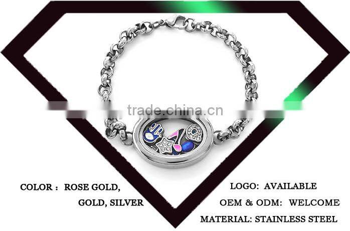 Stainless Steel Jewelry Floating Locket Bracelet