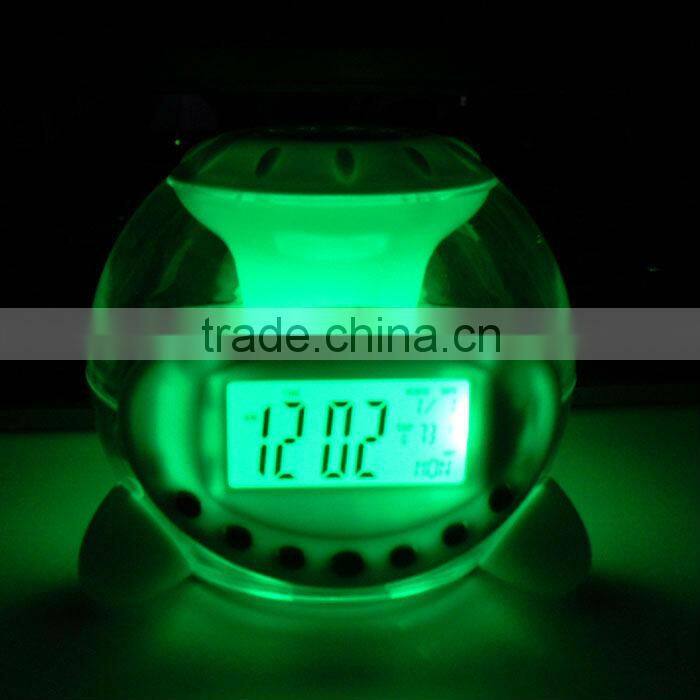 office&school promotional item gift 7 color light alarm clock with nature sound