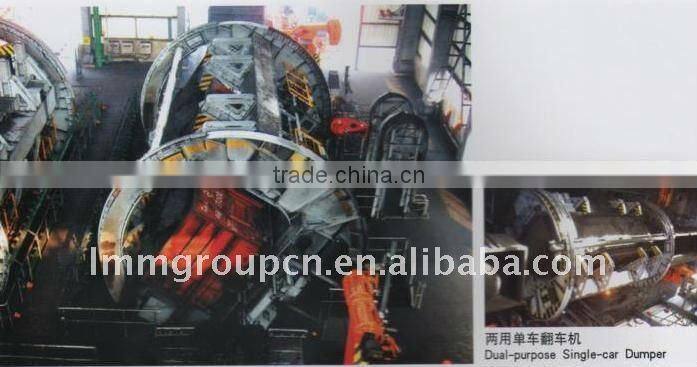"O" type dual rotary railcar dumper with side arm charger for cement plant