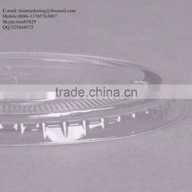 Custom High Quality PS Plastic Clear Flat Lid with Straw Slot for Clod Drink Cup