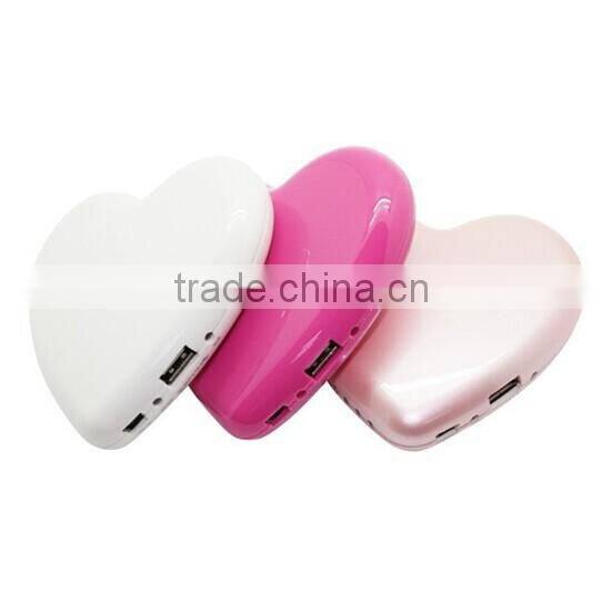 Cute Heart Shaped 3600mAh Backup Battery Mobile Phone Power Bank