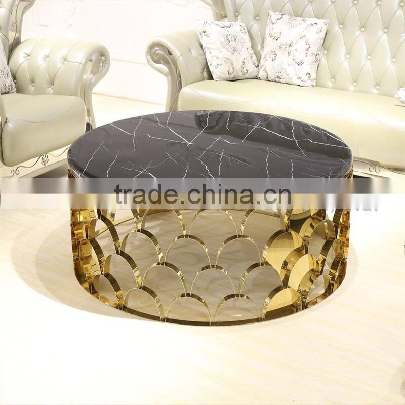 Splice golden stainless steel frame coffee table