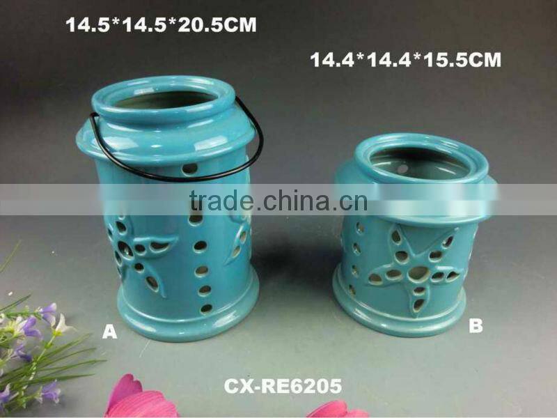 ceramic Decor Lantern porcelain reactive glazed bisque dolomite