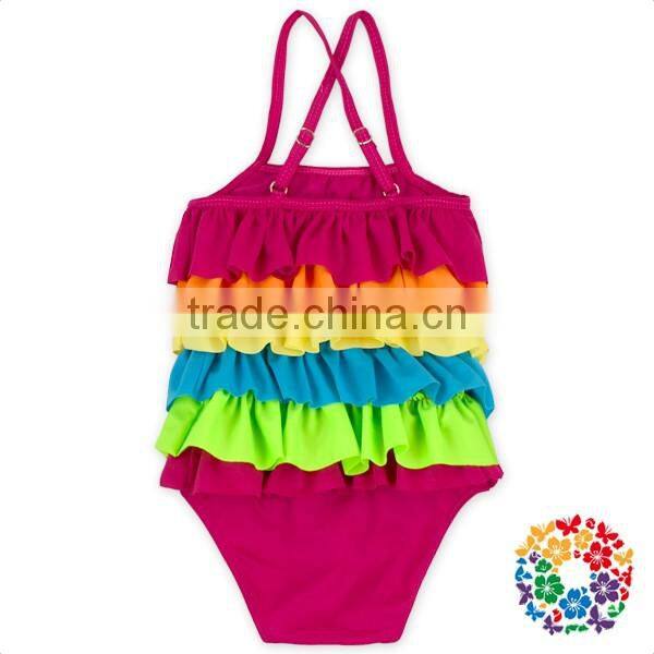 Pretty Rainbow Ruffle Baby Girls Swimsuit One Piece