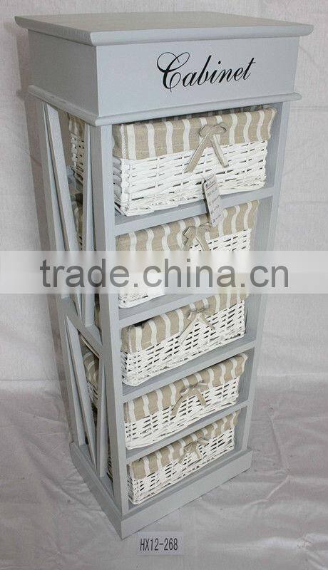 Wooden storage chests with 3 wicker Drawers