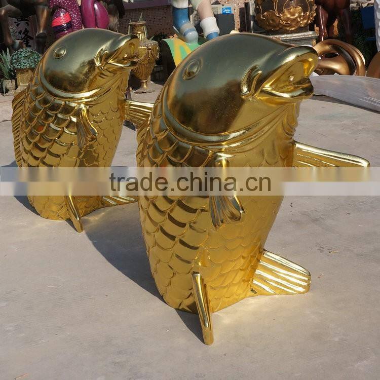 Fiberglass golden fish sculpture
