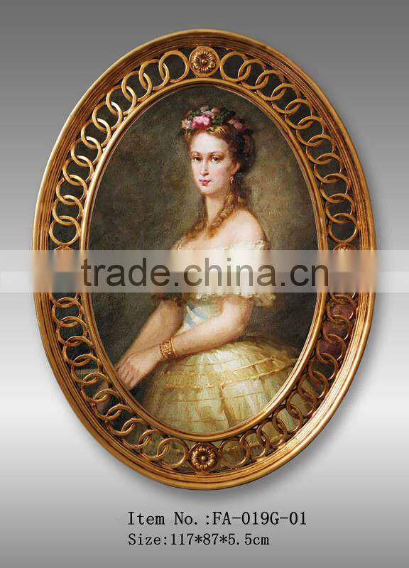 Antique framed oil painting,women portrait oil painting