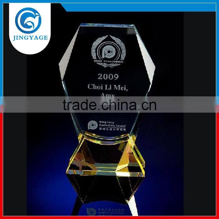 Jingyage Wholesale Business Gift Laser Etched Crystal Award Plaques Engraved Crystal Trophy Souvenir Gift