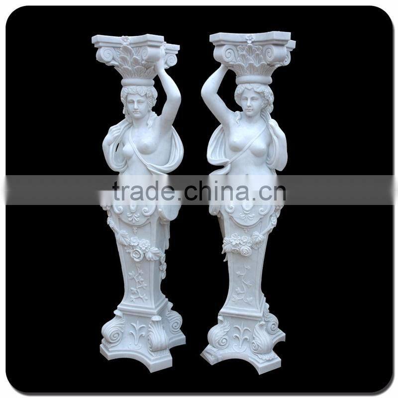 Hand carving woman pillars marble columns for sale