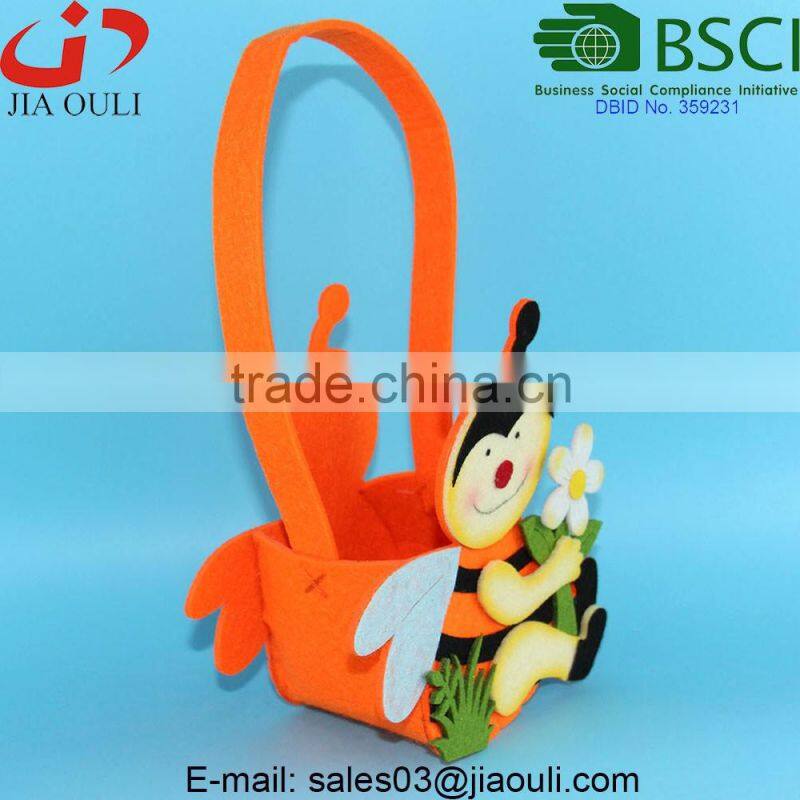 BSCI Audit factory home decor beautiful non-woven fabric bee shape basket, cheap decorative baskets