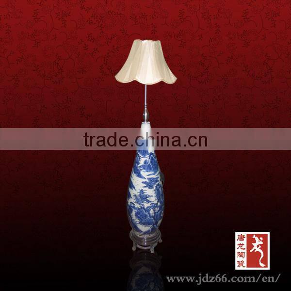High gloss excellent quality bone china blue white chinese lamp for new year gift