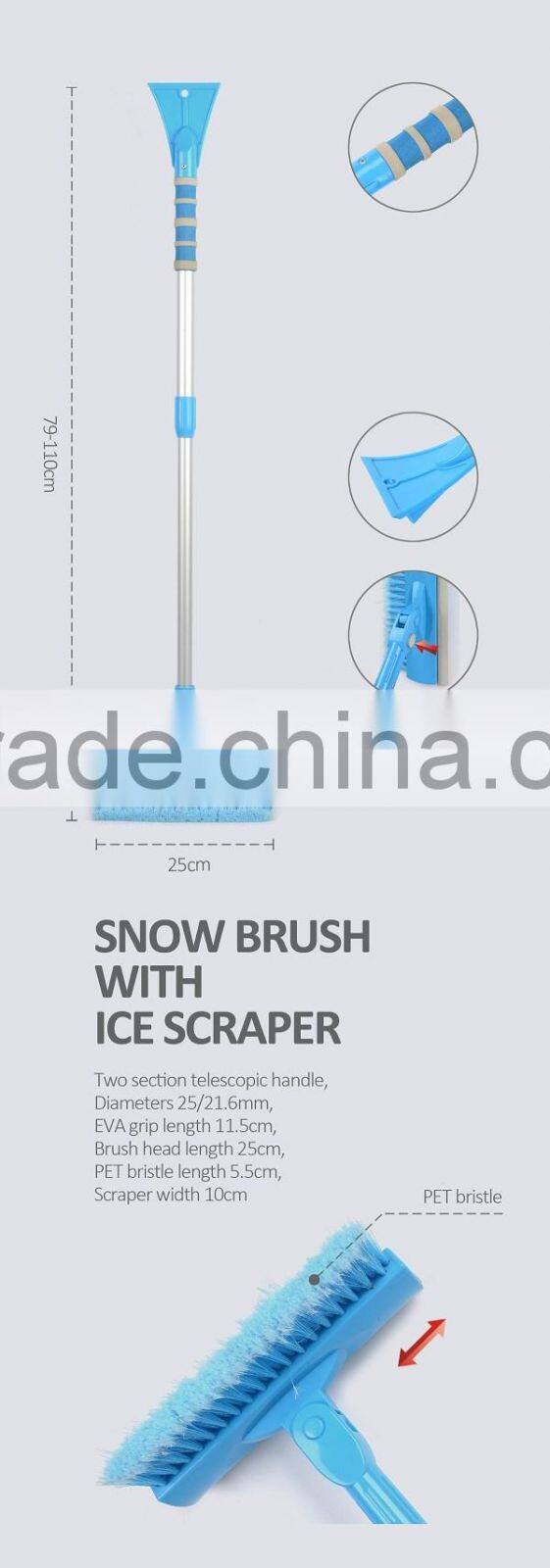 snow brush with ice scraper Two section telescopic handle