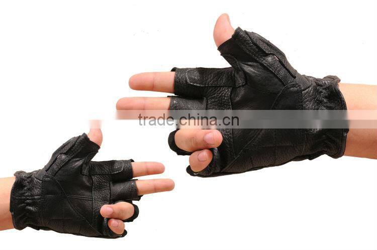 Tactical Leather gloves half finger black