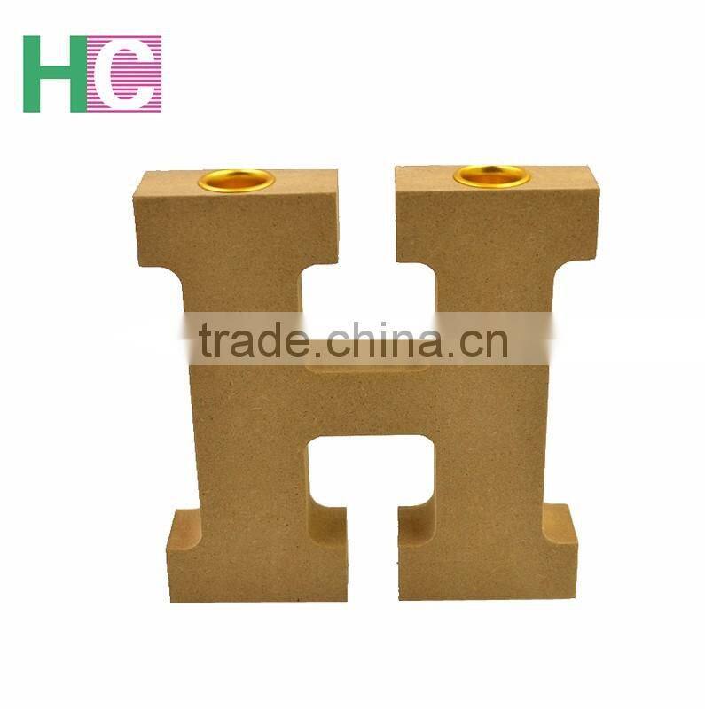 Unfinished Wood Letter Shape Candle Holders