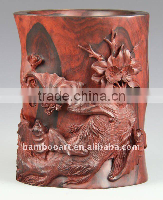 wood carving vase
