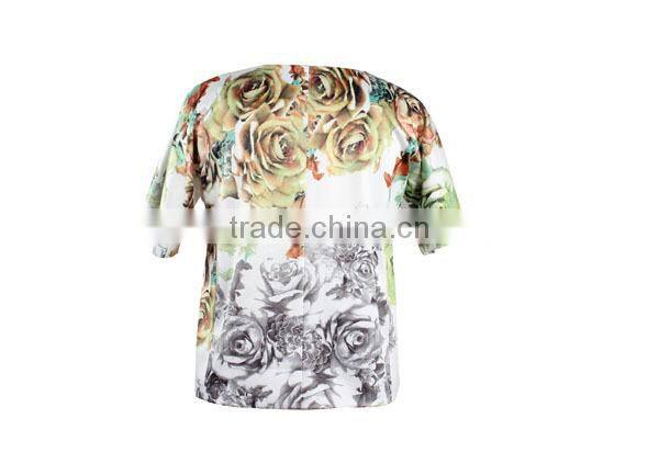 Hot sale spring autumn short sleeve flower print jacket woman