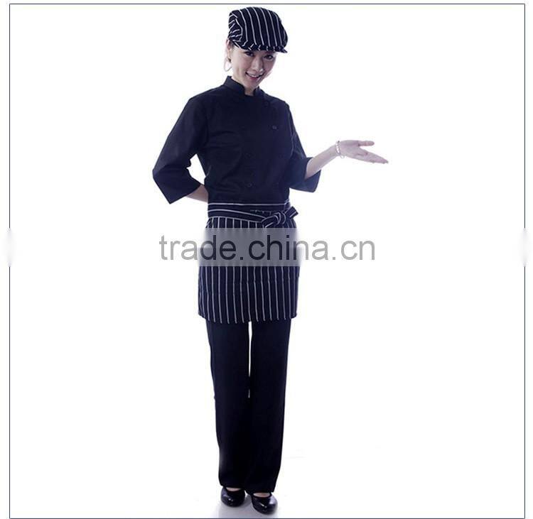 Custom 65% Cotton 35% Polyester Black Chef Uniform
