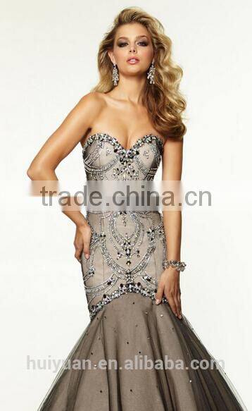 luxurious beaded new designer low cut back trumpet/mermaid winter ball dresses