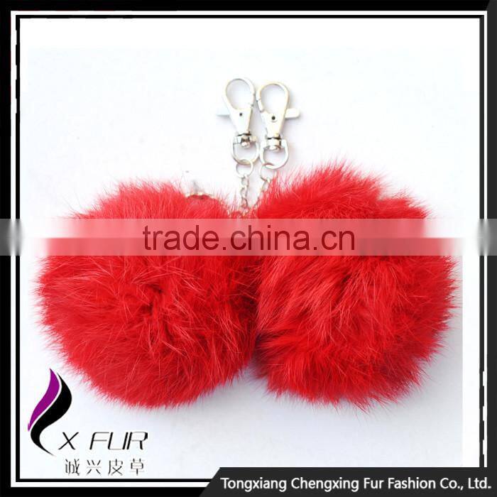 CX-R-36 Cute High Quality Genuine Rabbit Fur Ball Key Chain Keychain