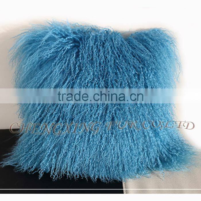 CX-D-04N Wholesale High Quality Best Selling Comfortable Lamb Fur Pillow Genuine Mongolian Sheep Fur Pillows