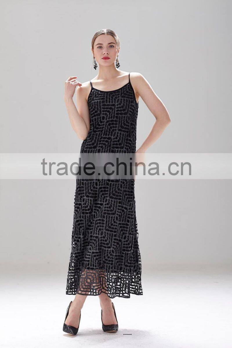 Fashion crochet knitting dress pattern free maxi ladies strapped dress SR-D9788