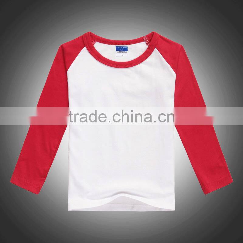 High quality cotton long sleeve kids tshirt wholesale baby clothes plain t shirt for kids