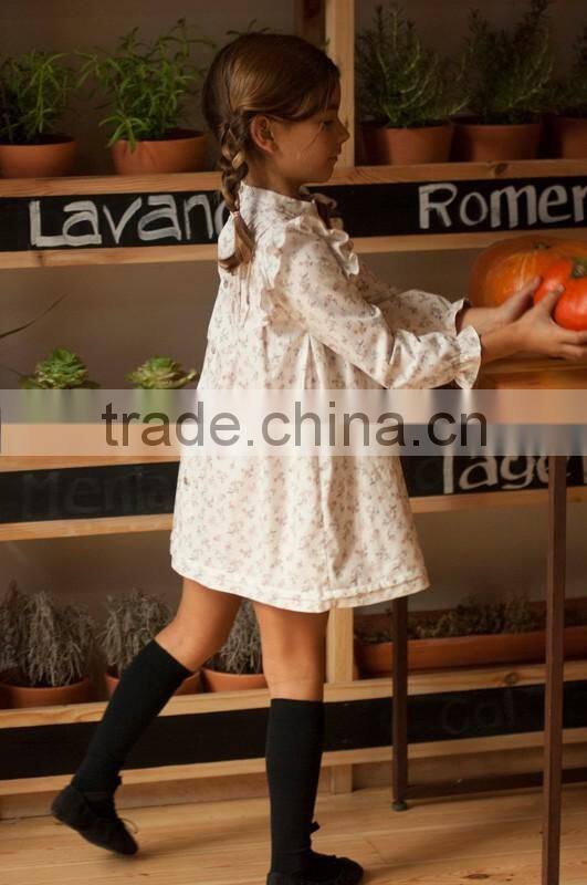 Boutique 100% Cotton Latest Design Kids Girls Long Sleeve Cotton Ruffle Fashion Girls Dresses