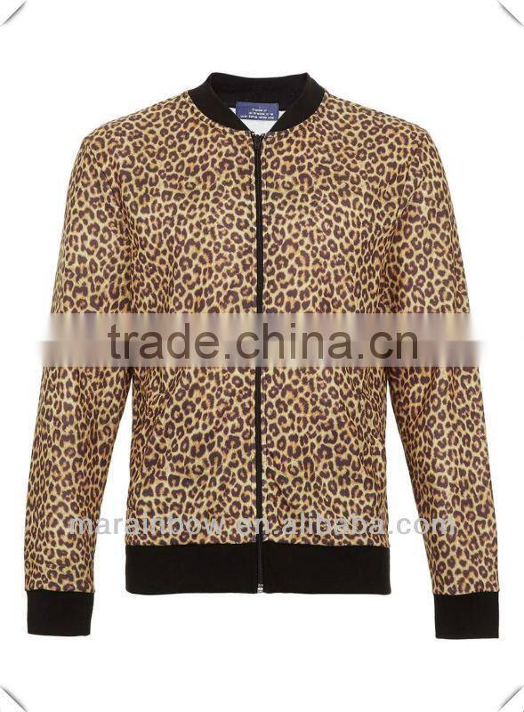 New arrival fashion design 3D Leopard all over sublimation printing jersey winter jacket Made in China
