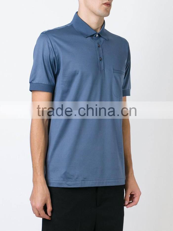 China factory royal blue dry fit polo shirt with front pocket for men