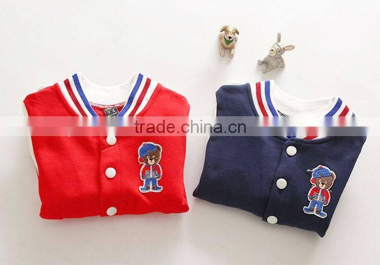 Fashion cheap knitted long sleeve kids blue softball wear baseball jacket