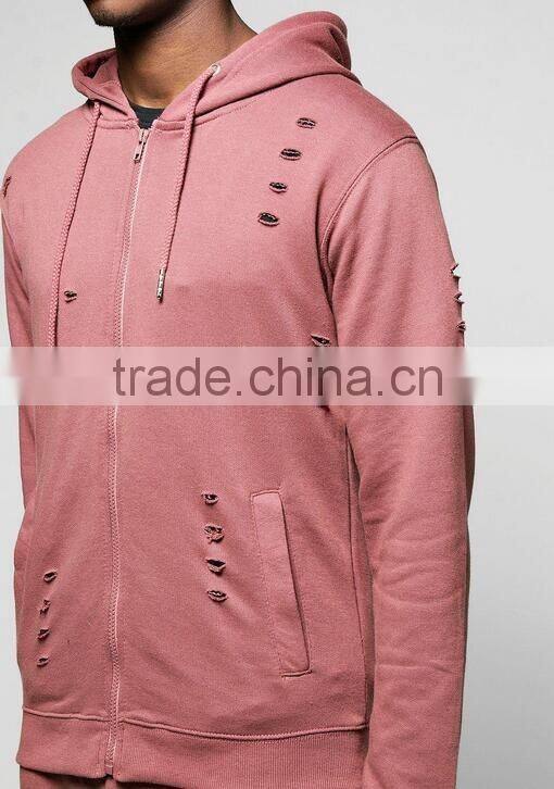 Mens distressed tracksuit slim fit tracksuit custom logo tracksuit