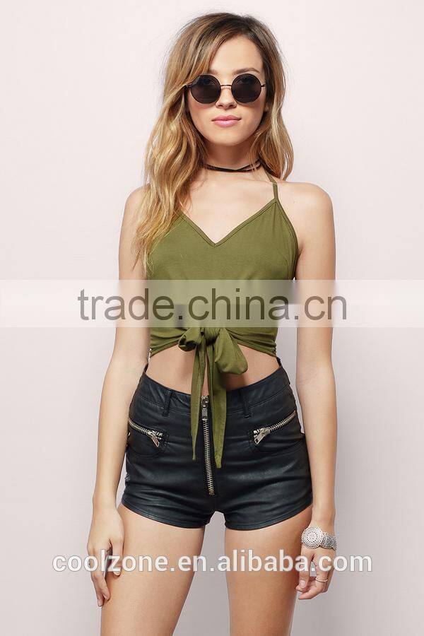 Crop Tops Halter Ladies Crop Top Front Tie Tank Top for Women Wholesale