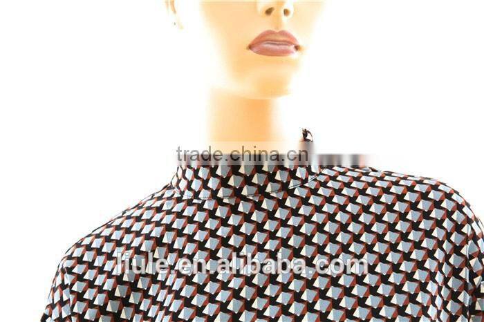 Hot sale high collar blouse design Women long Sleeves Blouse