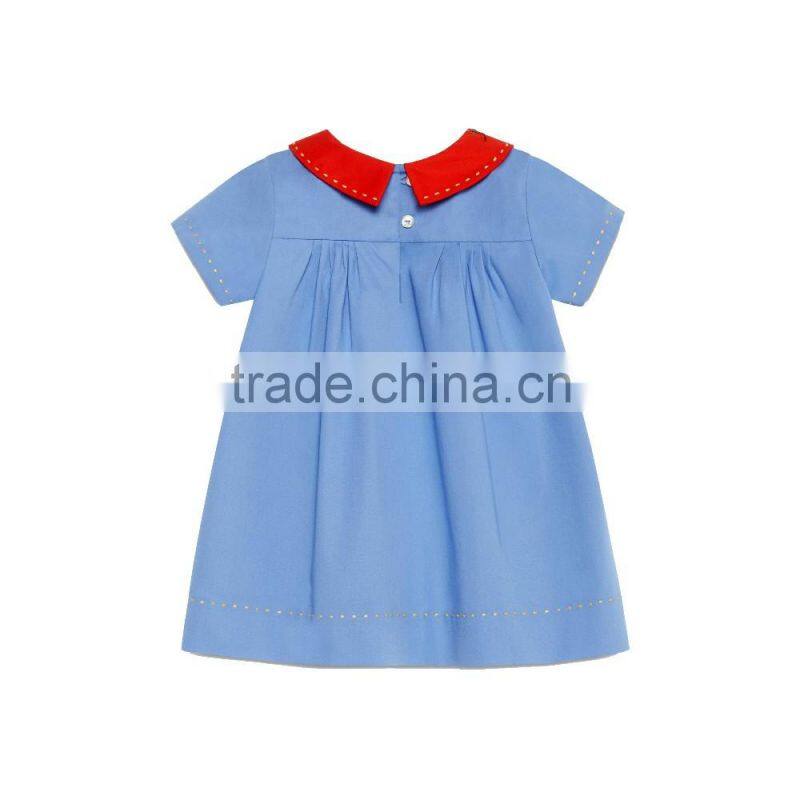 2017 new style cutsom summer children baby girls cotton poplin dress shirt with embroidery
