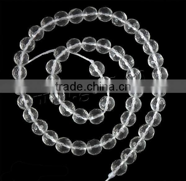 natural faced round clear quartz beads 8mm