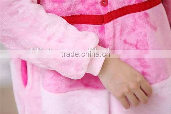 Lastest Flannel material one piece pink pajamas